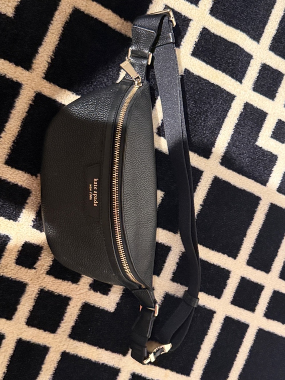 kate spade Black Pebbled Leather Belt Bag with Gold Hardware